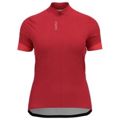 Odlo Women's T-Shirt S/U Collar S/S FZ Essential Print - Cycling Jersey